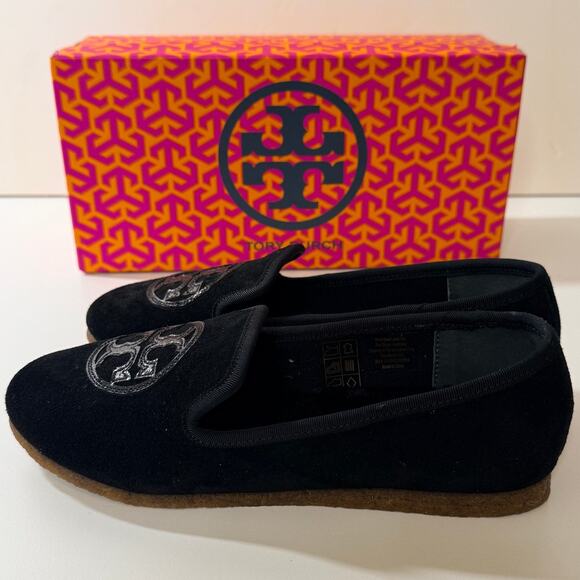 Tory Burch Billy Slipper Sz 7 Split Suede Craqulee New - Picture 3 of 8